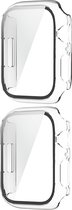 Full Cover Case Bumper Set Geschikt Voor Apple Watch Series 8 / 7 45mm - Bescherm Hoes 360 Graden - 2 Stuks - Transparant