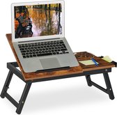 Relaxdays laptoptafel inklapbaar - schoottafel laptop - bamboe - hoogte verstelbaar - lade