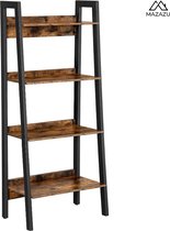 MIRA Home - Boekenplank - Ladderrek - Industrieel - Metaal/Hout - ‎56x34x137.5