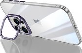 Sulada Polycarbonaat case met aluminium lens stand voor de iPhone 15 Pro Max donker Paars