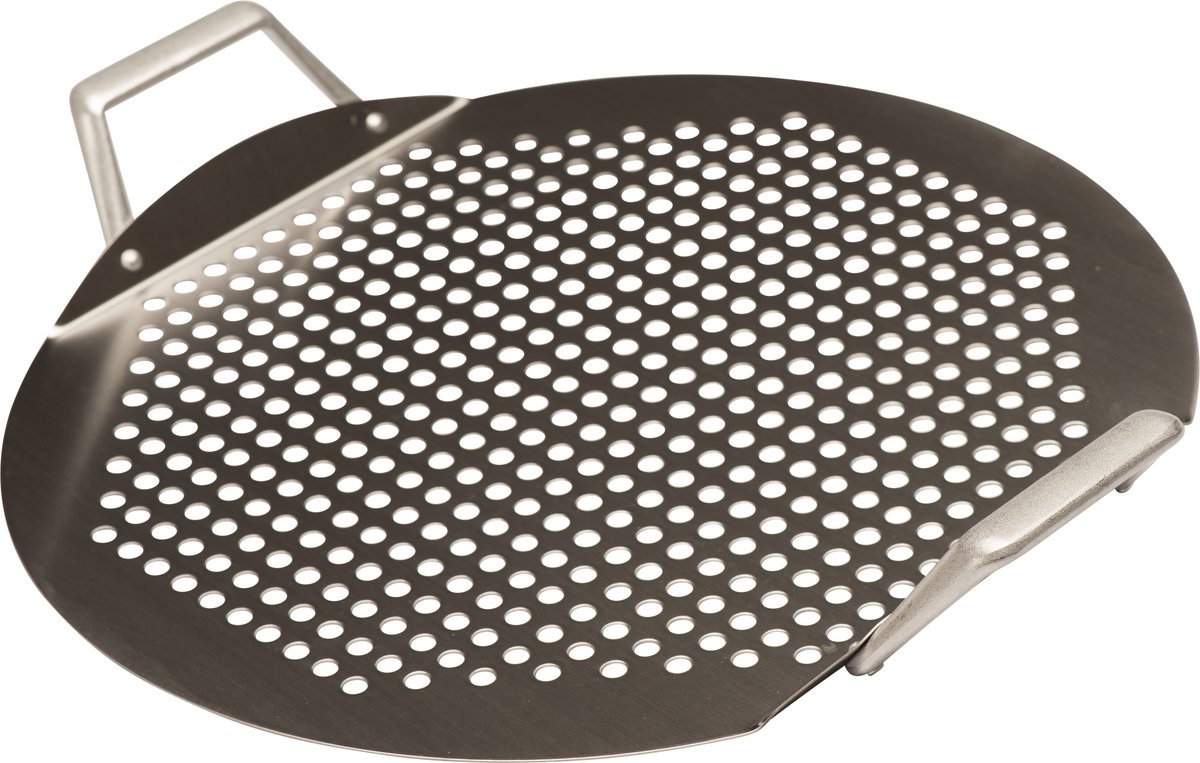 BBQNOVATION RVS Grill Topper – Geperforeerde BBQ Bakplaat met Handvatten – Compatibel met de meeste houtskool en gas BBQ's zoals Kogel BBQ van Weber – BBQ Accessoire voor Groenten, Garnalen & Pizza – 39,5 x 46,5 cm