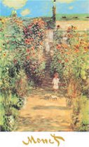 Mini kunstposter - Claude Monet - De tuin van Monet in Vétheuil - 24x30 cm