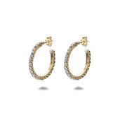 Twice As Nice Oorbellen in 18kt verguld zilver, oorring met kristallen, 20 mm