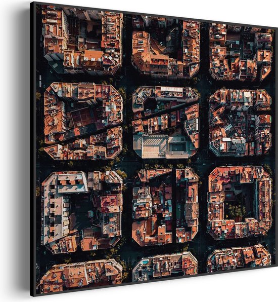 Akoestisch Schilderij Barcelona's Achtkantige Patronen Vierkant Basic XL (100X100) - Akoestisch paneel - Akoestische Panelen - Akoestische wanddecoratie - Akoestisch wandpaneel