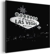 Akoestisch Schilderij Welcome to Fabulous Las Vegas Zwart Wit Vierkant Pro S (50 X 50 CM) - Akoestisch paneel - Akoestische Panelen - Akoestische wanddecoratie - Akoestisch wandpaneel