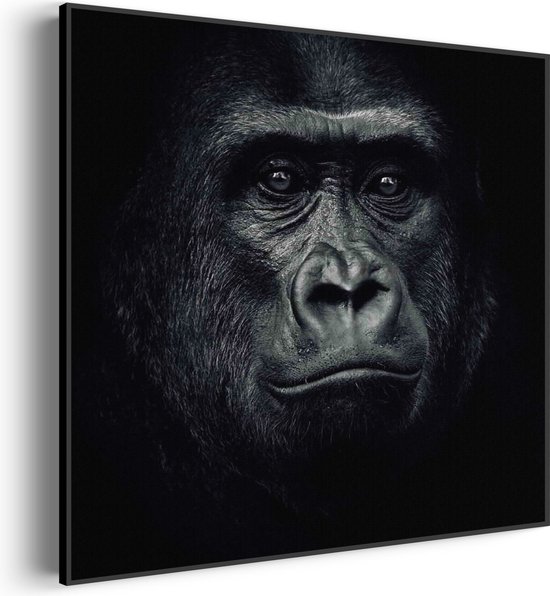 Akoestisch Schilderij De Gorilla Aap Vierkant Pro XXL (140 X 140 CM) - Akoestisch paneel - Akoestische Panelen - Akoestische wanddecoratie - Akoestisch wandpaneel