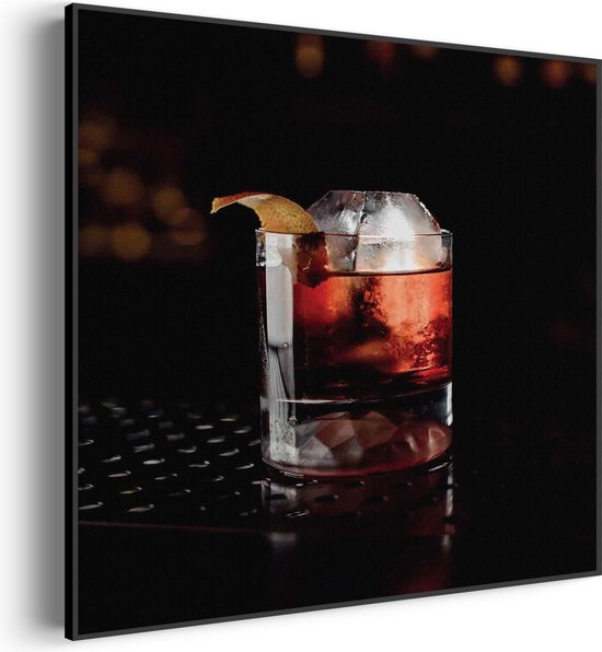 Akoestisch Schilderij Cocktail Bar 03 Vierkant Pro XXL (140 X 140 CM) - Akoestisch paneel - Akoestische Panelen - Akoestische wanddecoratie - Akoestisch wandpaneel