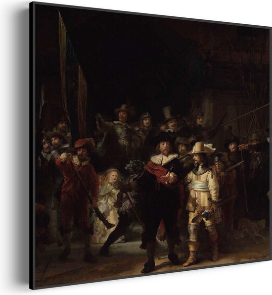 Akoestisch Schilderij Rembrandt De Nachtwacht 1642 Vierkant Pro M (65 X 65 CM) - Akoestisch paneel - Akoestische Panelen - Akoestische wanddecoratie - Akoestisch wandpaneel