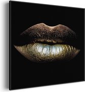Akoestisch Schilderij Golden Lips Vierkant Basic M (65 X 65 CM) - Akoestisch paneel - Akoestische Panelen - Akoestische wanddecoratie - Akoestisch wandpaneel