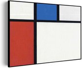 Akoestisch Schilderij Mondriaan de Blauwe vlakte Rechthoek Horizontaal Pro XXL (150 x 107 CM) - Akoestisch paneel - Akoestische Panelen - Akoestische wanddecoratie - Akoestisch wandpaneel