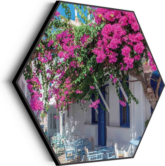 Akoestisch Schilderij Kleurrijk griekenland Hexagon Basic XL (140 X 121 CM) - Akoestisch paneel - Akoestische Panelen - Akoestische wanddecoratie - Akoestisch wandpaneel