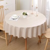 Nappe aspect lin, lavable, effet lotus, housse en lin, linge de table déperlant, anti-taches, ronde, 140 cm, beige.