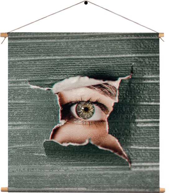 Textielposter I am Watching You Vierkant XXL (90 X 90 CM) - Wandkleed - Wanddoek - Wanddecoratie