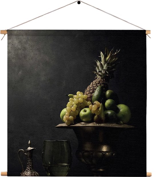 Textielposter Fruit Schaal 02 Vierkant XL (60 X 60 CM) - Wandkleed - Wanddoek - Wanddecoratie