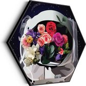 Akoestisch Schilderij The love astronaut Hexagon Basic XL (140 X 121 CM) - Akoestisch paneel - Akoestische Panelen - Akoestische wanddecoratie - Akoestisch wandpaneel