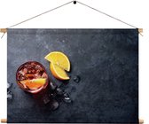 Textielposter Cocktail met Citroen Rechthoek Horizontaal L (43 X 60 CM) - Wandkleed - Wanddoek - Wanddecoratie