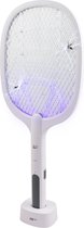Elektrische Vliegenmepper - Vliegenvanger - Vliegenlamp - Insectenlamp - Muggenvanger - Uitstekend tegen fruitvliegjes! - 2500V - Oplaadbaar - Met oplaadstation - Wit - Met USB kabel - Zeer stevig - LED voor muggen aantrekken