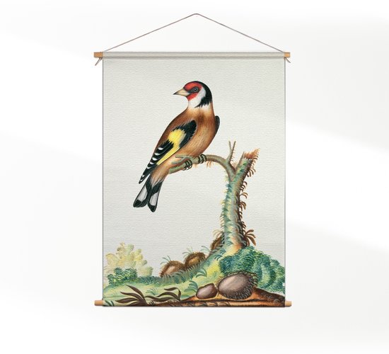 Textielposter Prent Natuur Vogel en Bloemen 15 XL (125 X 90 CM) - Wandkleed - Wanddoek - Wanddecoratie