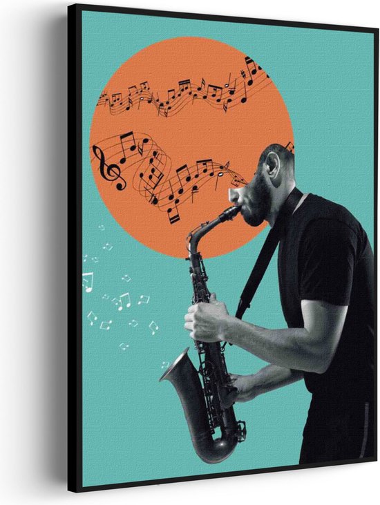 Akoestisch Schilderij Saxofonist Rechthoek Verticaal Pro S (50 X 70 CM) - Akoestisch paneel - Akoestische Panelen - Akoestische wanddecoratie - Akoestisch wandpaneel