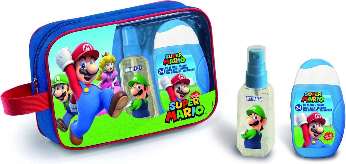 SUPER MARIO - Toilettas met Eau de Toilette / Parfum 90ml + Bad & Shampoo 110ml