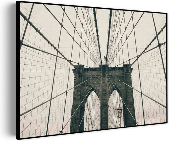 Akoestisch Schilderij Brooklyn Bridge New York City Rechthoek Horizontaal Pro XL (120 x 86 CM) - Akoestisch paneel - Akoestische Panelen - Akoestische wanddecoratie - Akoestisch wandpaneel