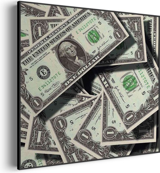 Akoestisch Schilderij Dollars Money George Washington Vierkant Pro XL (100X100) - Akoestisch paneel - Akoestische Panelen - Akoestische wanddecoratie - Akoestisch wandpaneel