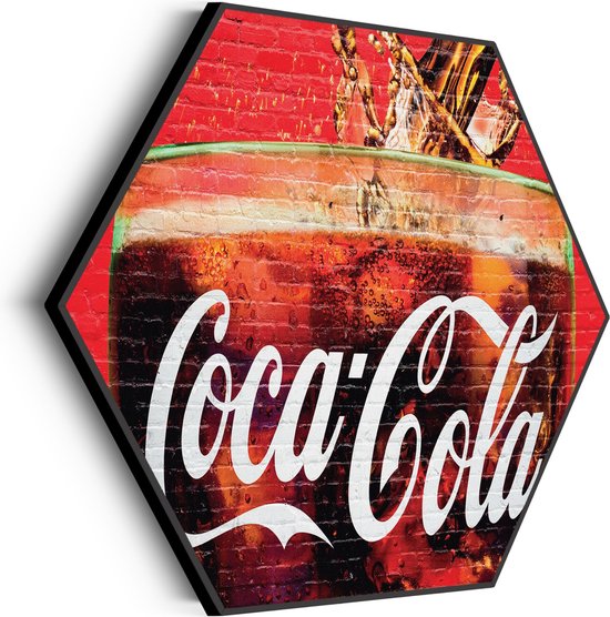 Akoestisch Schilderij Coca Cola Muurschildering Hexagon Basic XL (140 X 121 CM) - Akoestisch paneel - Akoestische Panelen - Akoestische wanddecoratie - Akoestisch wandpaneel