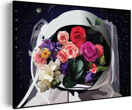 Akoestisch Schilderij The love astronaut Rechthoek Horizontaal Pro XL (120 x 86 CM) - Akoestisch paneel - Akoestische Panelen - Akoestische wanddecoratie - Akoestisch wandpaneel