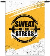 Velours Wandkleed Sweat Off Time Stress Rechthoek Verticaal XXL (250 X 180 CM) - Wandkleden - Met roedes