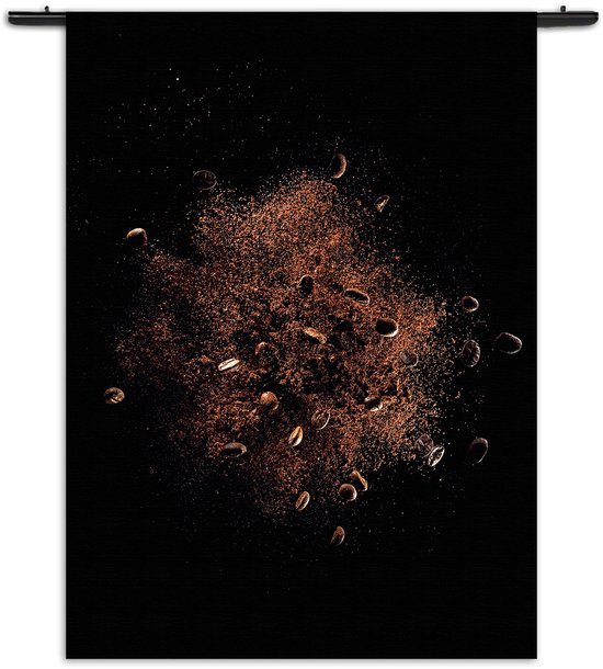 Mezo Wandkleed Koffiebonen 02 Rechthoek Verticaal L (165 X 120 CM) - Wandkleden - Met roedes
