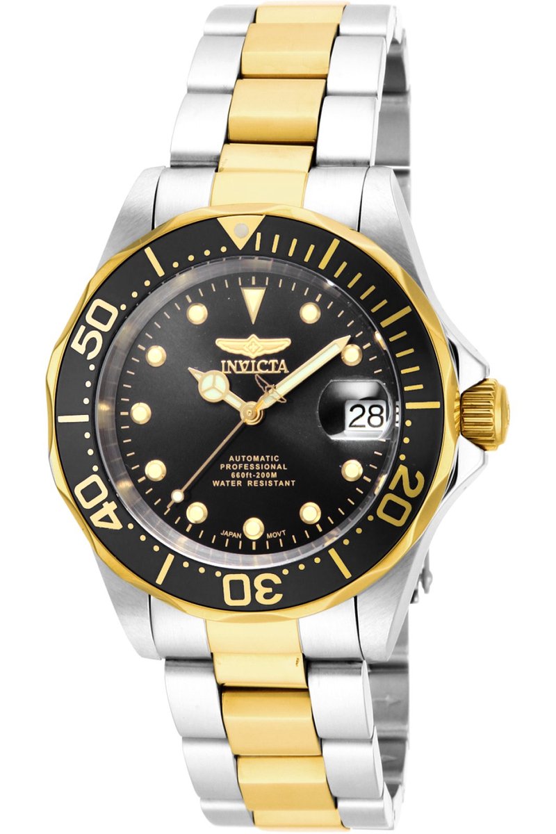 Invicta Pro Diver 17043 Heren Horloge - Waterdicht - Analoog - Automatisch Uurwerk - Roestvrij Staal met zwarte Wijzerplaat - 40mm