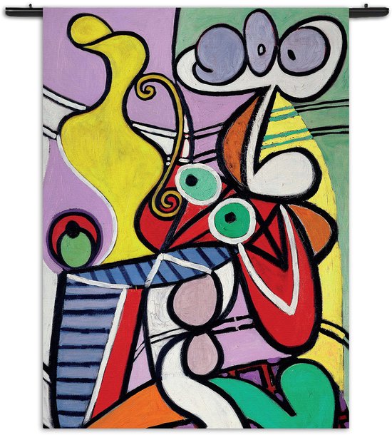 Velours Wandkleed Picasso stilleven op een stoel 1931 Rechthoek Verticaal XXXL (260 X 210 CM) - Wandkleden - Met roedes