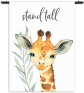 Mezo Wandkleed Giraffe met de lange nek Rechthoek Verticaal - Kinderkamer - Baby cadeau - Babykamer S (85 X 60 CM) - Wandkleden - Met roedes