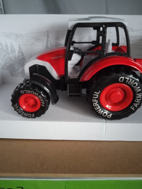 Robas speelgoed tractor met aanhanger , 28 cm.