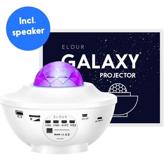 Projecteur d'étoiles Eldur® Original - Wit - Projecteur de galaxies - Ciel étoilé - Bluetooth avec Musique