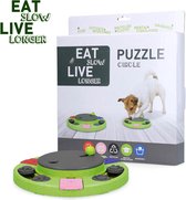 Eat Slow Live Longer Puzzel Circle – 27x27x5 cm - Intelligentie speelgoed voor honden – Interactief hondenspeelgoed – Hondenpuzzel – Gerecyclede materialen – Te vullen met snacks – Groen