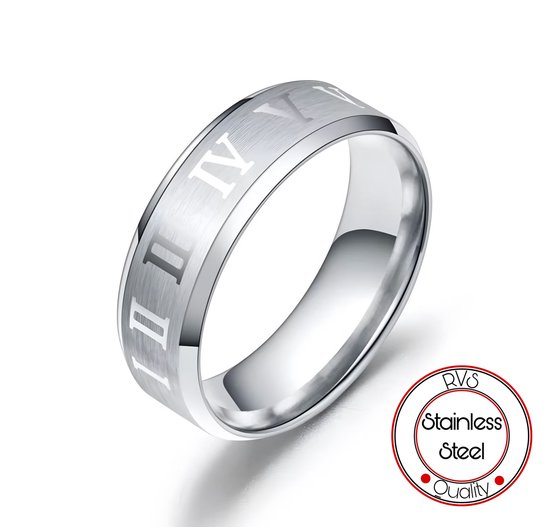 Roman Ring | Zilver | Ringen Mannen | 19mm | Ring Heren | Mannen Cadeau voor Man Cadeautjes |Vaderdag | Vaderdag Cadeau