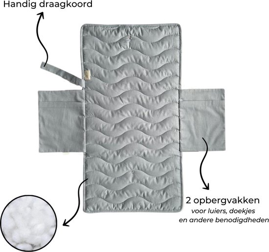 Jikkies ® - Verschoningsmat - Verschoonmat - Voor Onderweg- Opvouwbaar - Met 2 Opbergvakken - Grijs van Jikkies — afbeelding 5