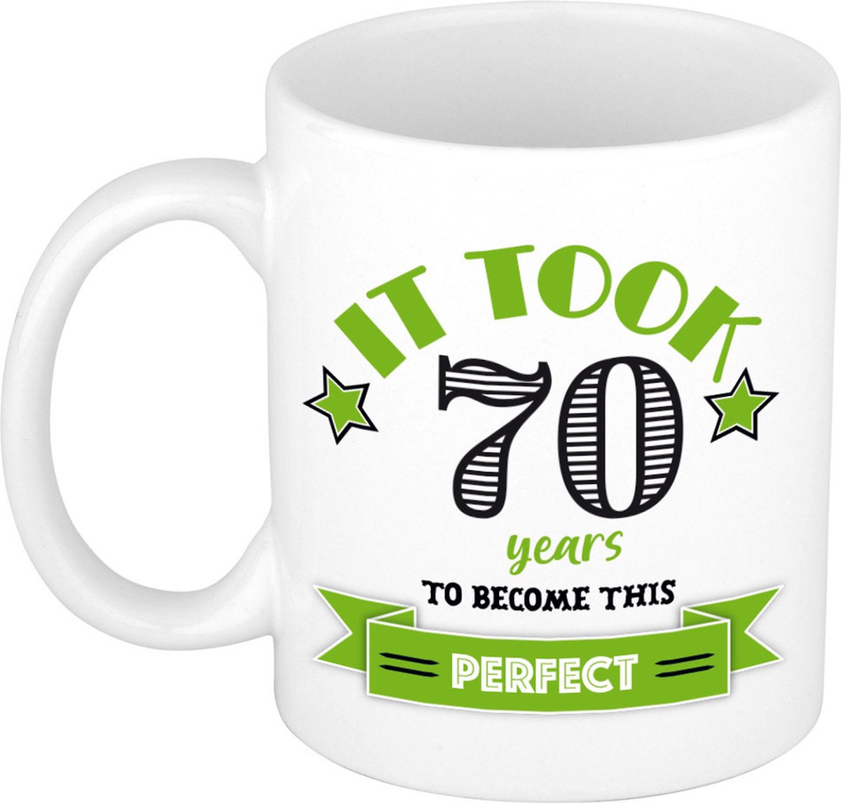 Bellatio Decorations Verjaardag cadeau mok 70 jaar - groen - grappig - 300 ml - keramiek