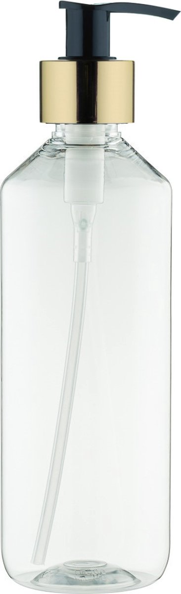 Lege Plastic Fles 500 ml PET - Transparant - met gouden pomp - set van 10 stuks - navulbaar - leeg