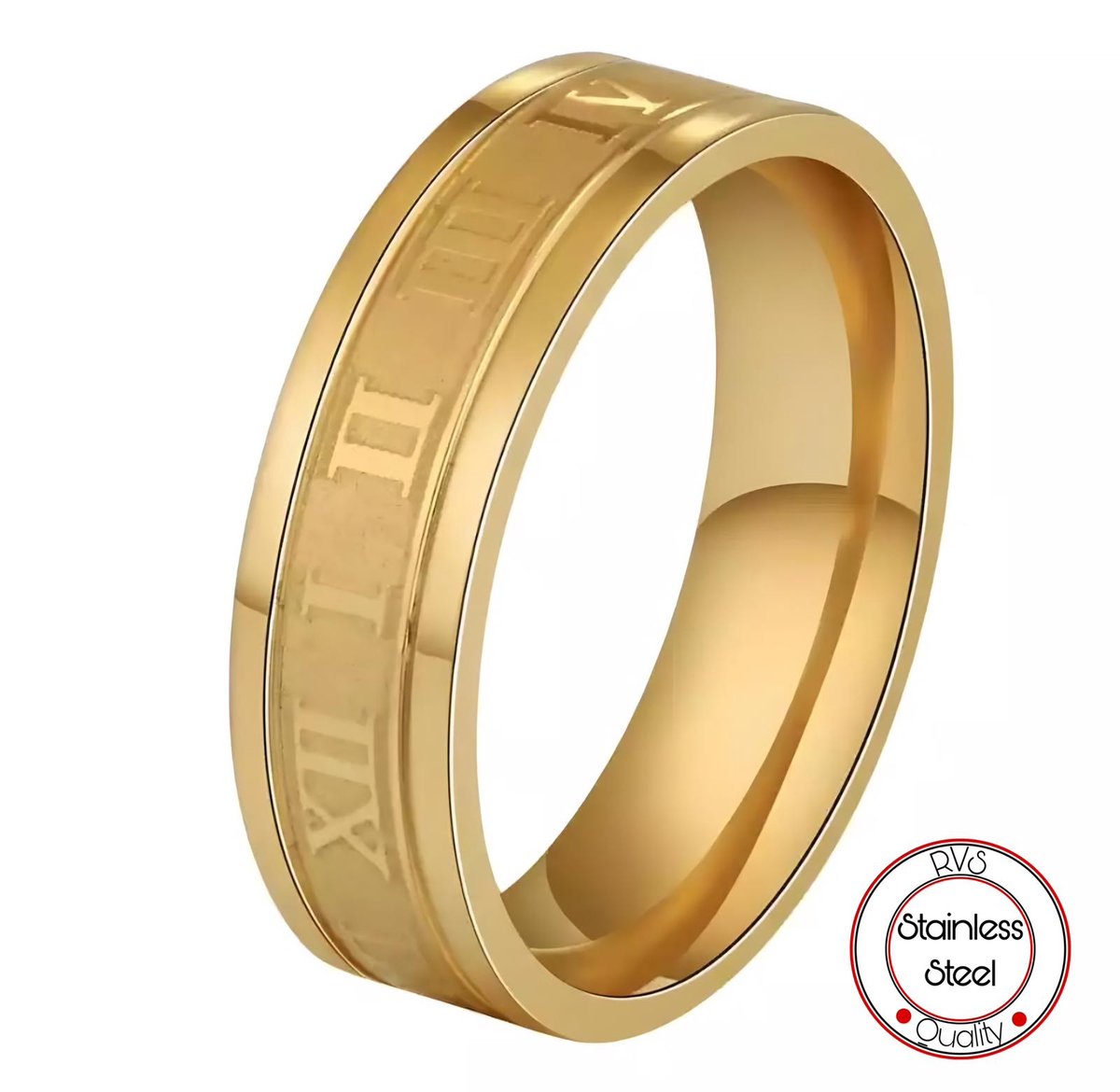 Roman Ring | Goudkleurig | Ringen Mannen | 21mm | Ring Heren | Cadeau voor Man | Mannen Cadeautjes |