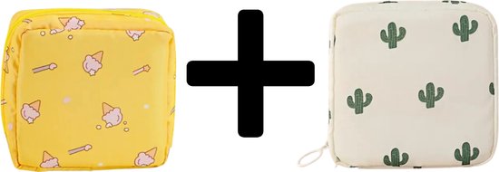 2 Stuks - Maandverband Tampon Make-Up Tasje - Handig voor Onderweg - Multifunctioneel Accessoire Etui - Nylon Waterdicht - 12x12x4 cm