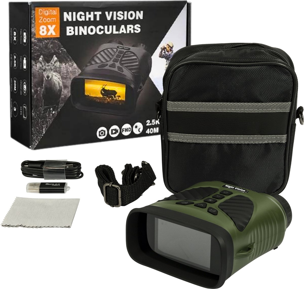 Foofy® Nachtkijker met Infrarood - Verrekijker met Nachtzicht - Wildcamera - 300 Meter - Video en Foto opname - Met Beschermhoes en USB stick