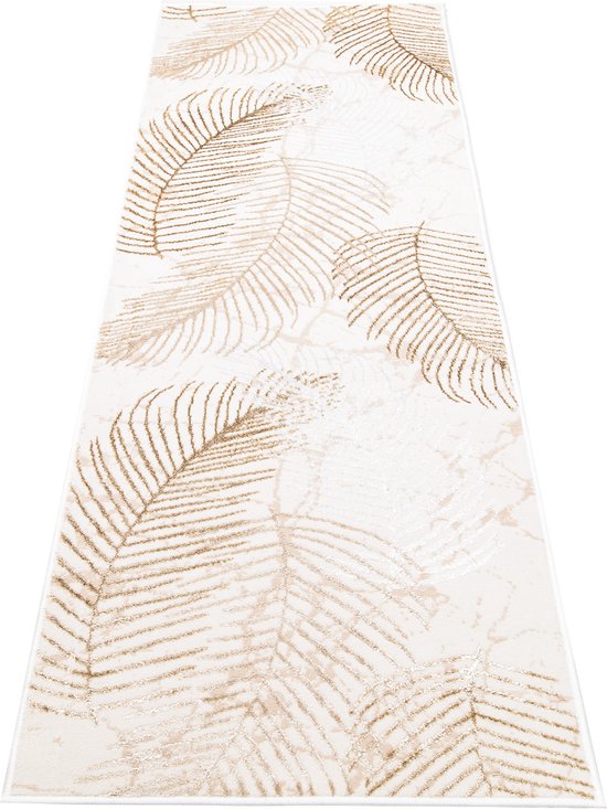 Tapiso Crystal Runner Tapis Tapis Beige Clair à Poils Courts Taille - 100x300