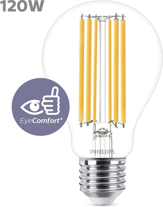 Philips Classic LEDbulb E27 Peer Filament Helder 13W 2000lm - 827 Zeer Warm Wit | Vervangt 120W