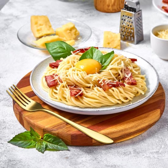 Lot de 12 fourchettes de table, E-far 20 cm en acier inoxydable pour la maison, la cuisine ou le restaurant, non toxique et poli miroir, bord carré et lave-vaisselle