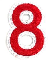 Cijfer Nummer 0 Tot En Met 9 Strijk Emblemen Rood Wit Cijfer 8 / 5.6 cm / 8 cm