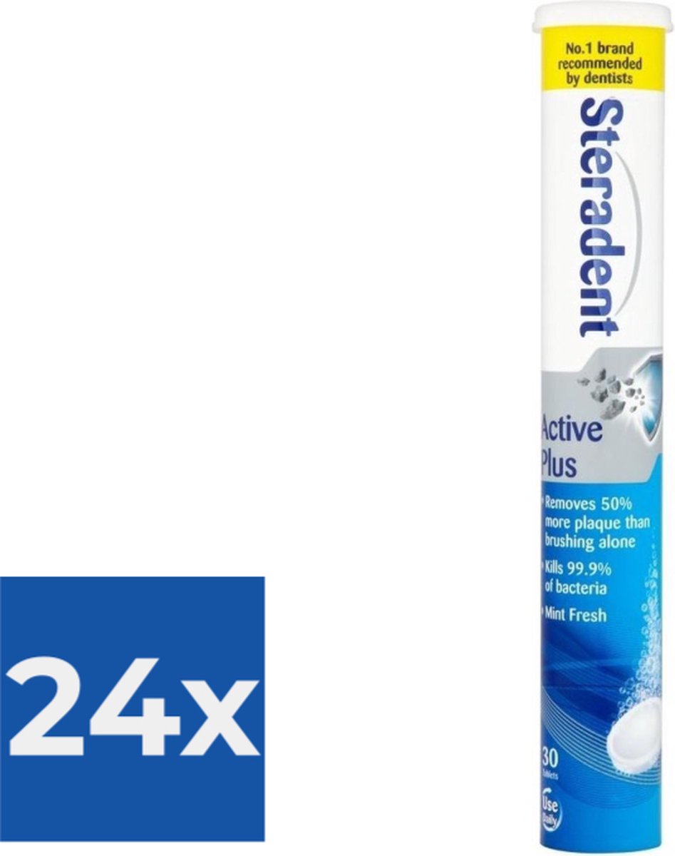 Steradent Reinigingstabletten - Active Plus 30 Tabletten - Voordeelverpakking 24 stuks