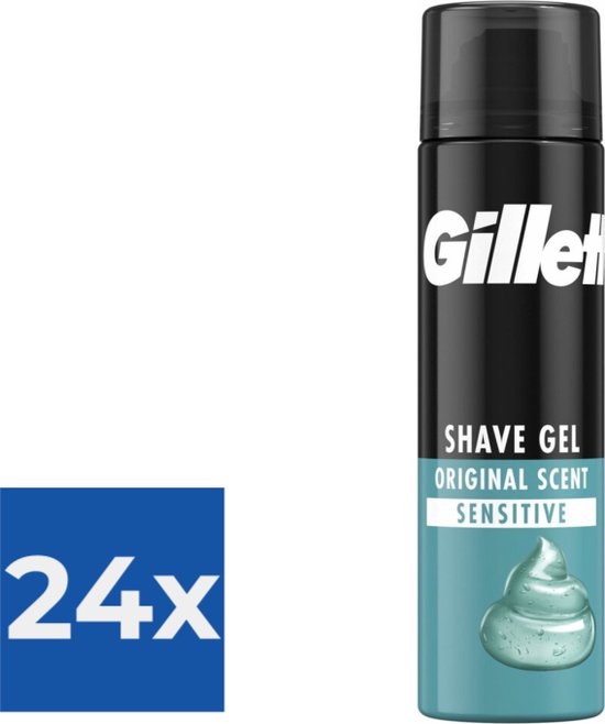Gillette Gevoelige Huid Scheergel Basic 200 ml - Voordeelverpakking 24 stuks