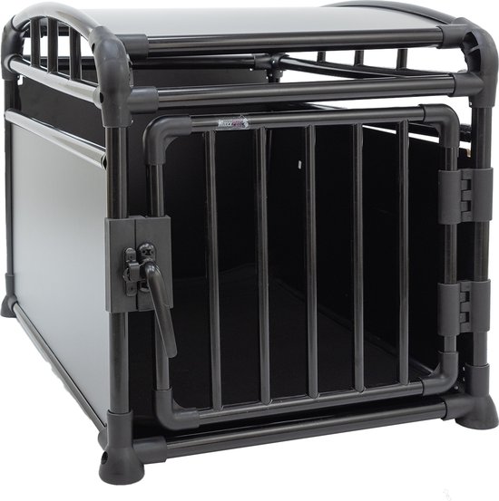 Foto: Maxxpet autobench voor hond transportbench hondenbench voor autokoffer 1 deurs aluminium pro bench 63x83x65cm